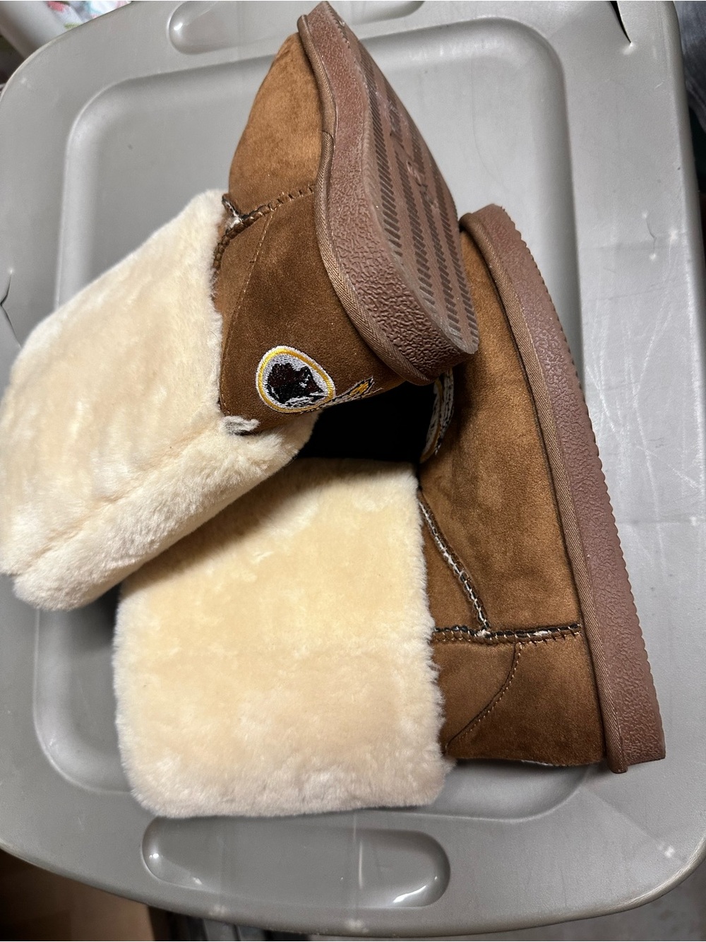 Brown Suede Shearling Lined Winter Boots